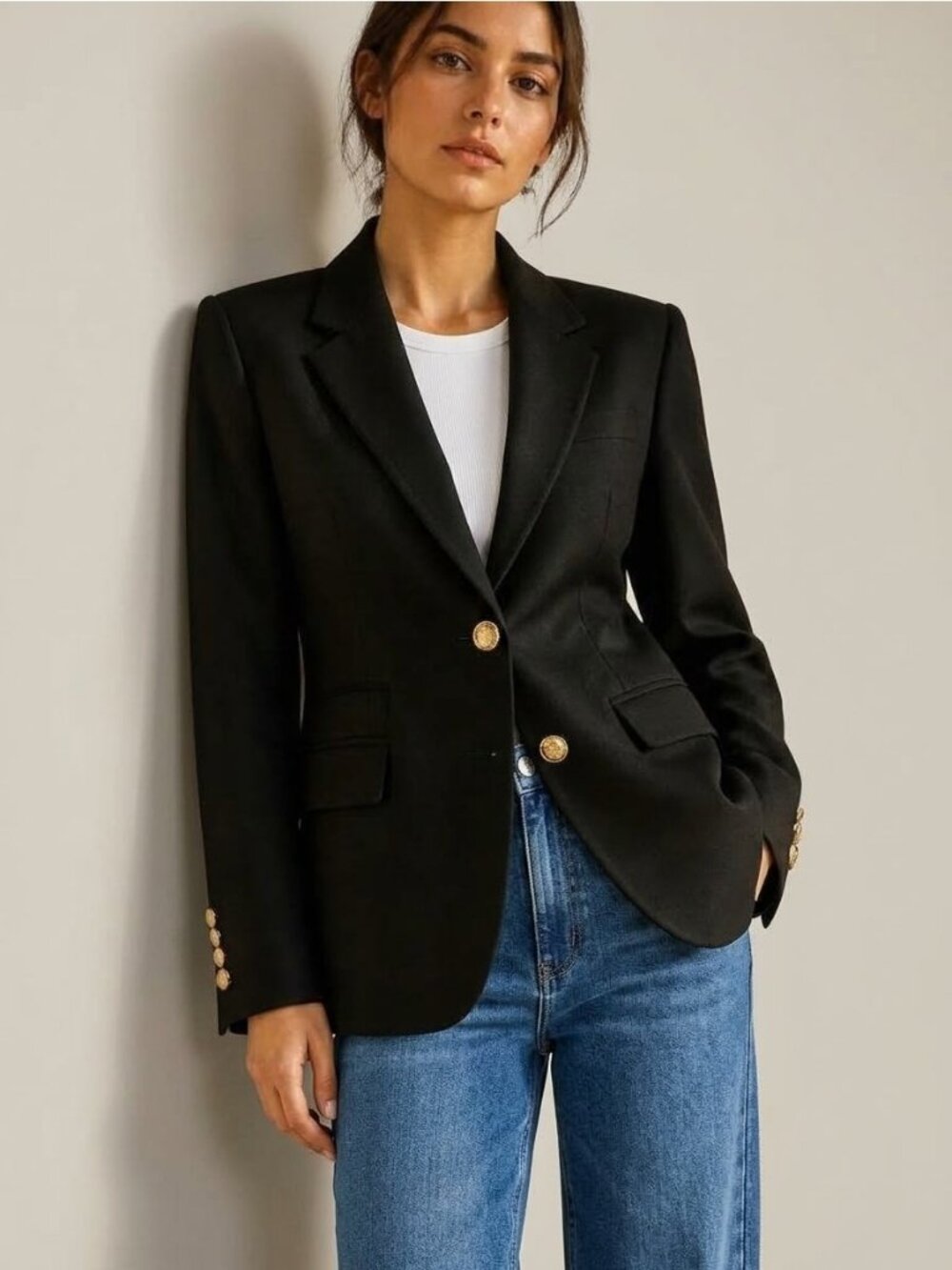 J. Crew Schoolboy Black Wool Blazer 10 Gold Buttons Old Money Preppy